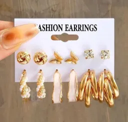 Smooth Surface Earrings Set (6 Pairs)
